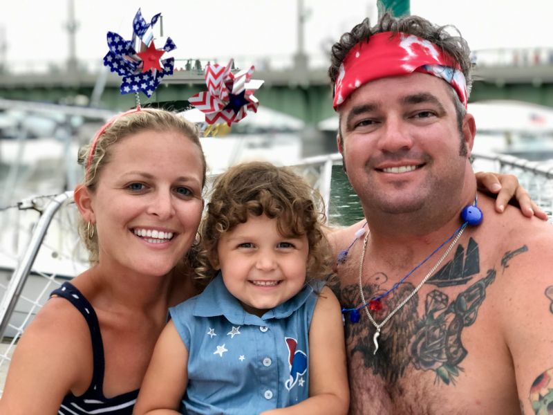 Watching Fourth of July Fireworks From Our Boat With Our Niece