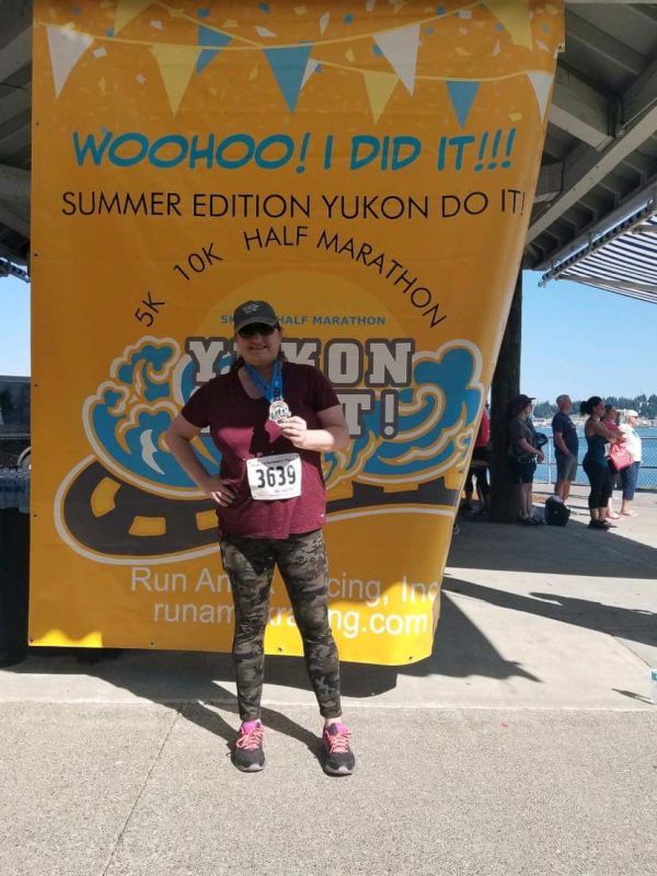 Emily Finishing a Local 5k