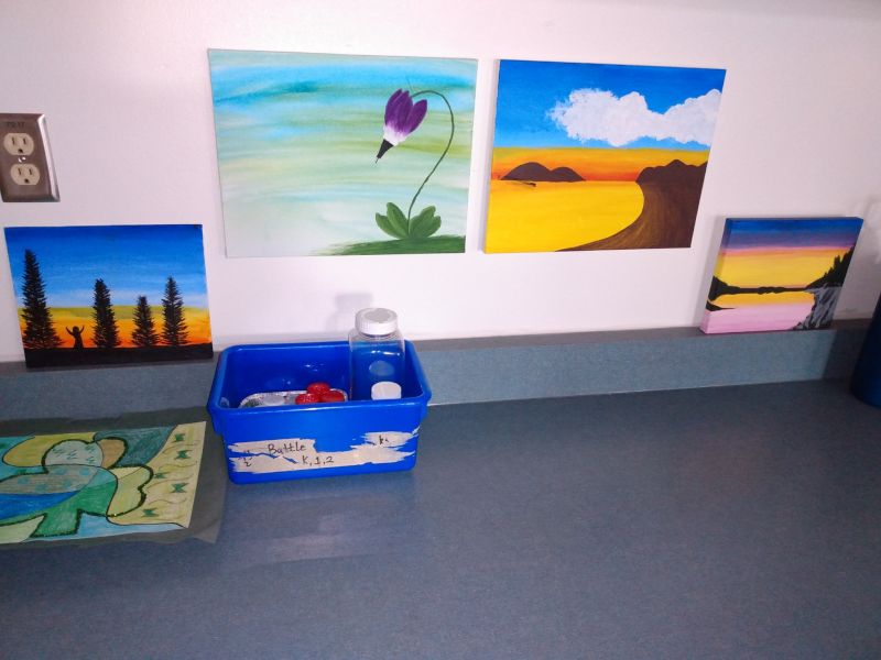 Mackenzie's Paintings in Her Classroom