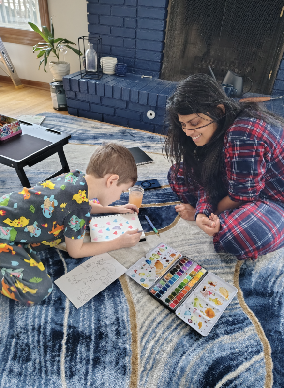 Sneha Painting with our Nephew