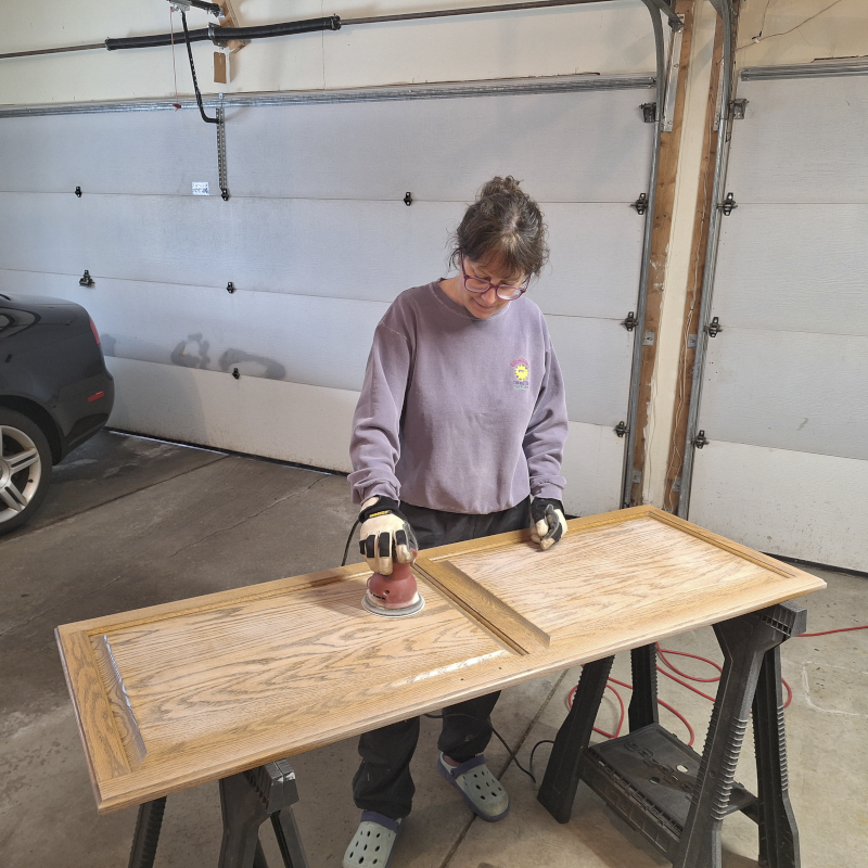 Marcie Refinishing Cabinet Doors in Her Latest DIY Project