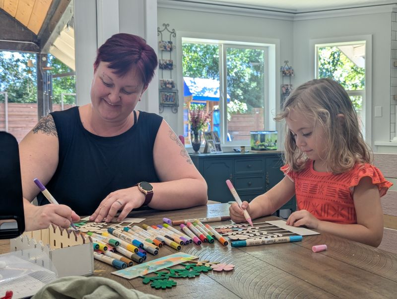 Sara and Emie Creating Art Together