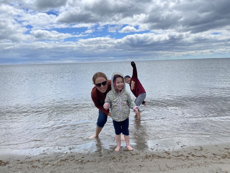 Playing at the Beach with Edward and Our Niece