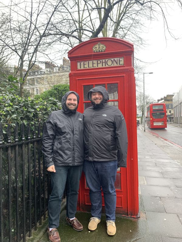 Stranded in Classic London Rain in Front of a Classic London Phonebooth!