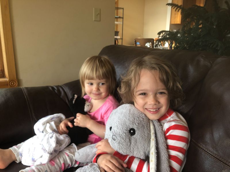 Lincoln and His Cousin Cuddling their Stuffies