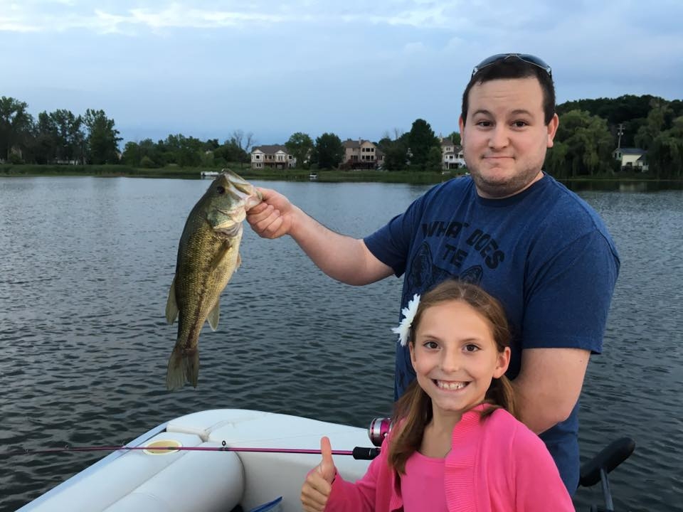 Josh Catching a Bass With Our Niece