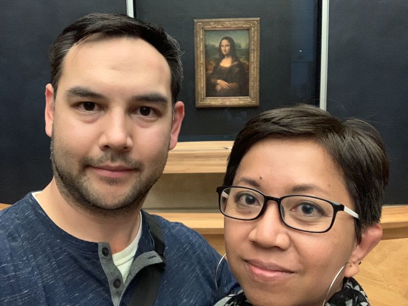 With Mona Lisa at the Louvre